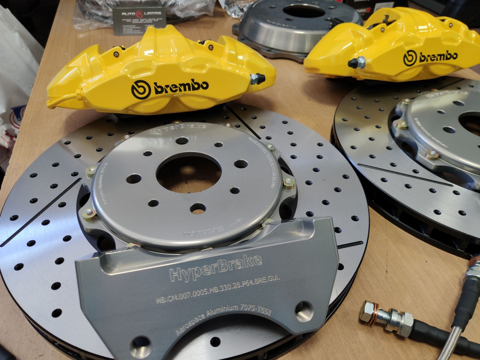 HyperBrake Motorsport Front 4pot Big Brake Kit without calipers for Fiat Coupe (175)  for Brembo calipers from Alfa Romeo Giulia Veloce and 2-Piece Full Floating Brake Rotors 330x28mm - Image 2